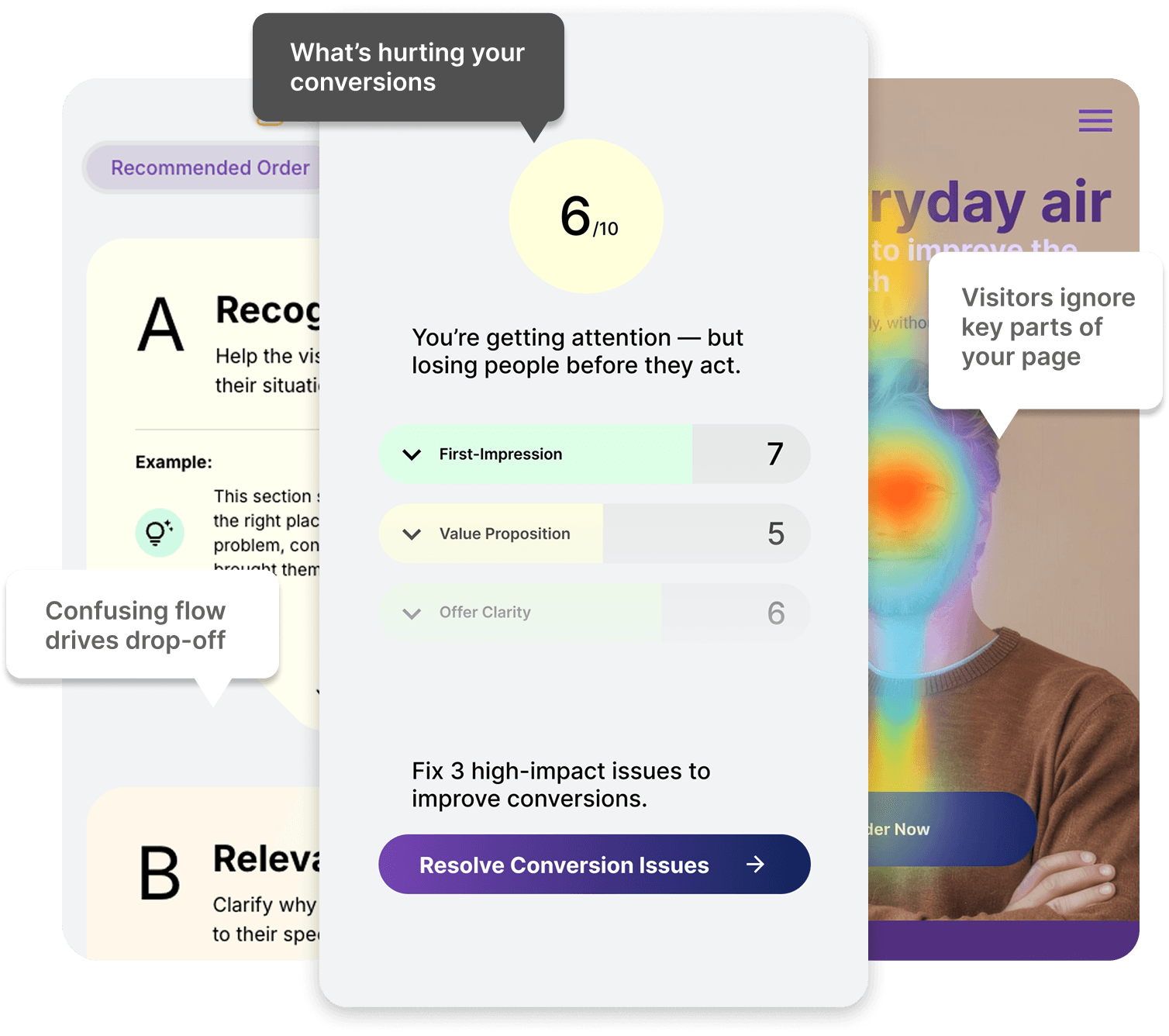 Screenshots of the Glinter UI on a smartphone